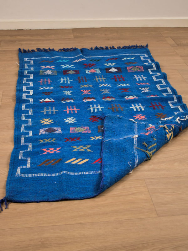 tapis berbere kilim bleu dos