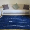 tapis berbere beni ourain bleu matiere