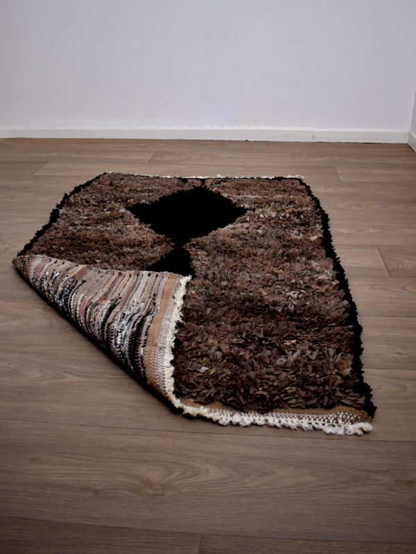 Tapis berbère Boucherouite Marron Noir