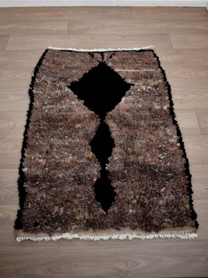 Tapis berbère Boucherouite Marron Noir