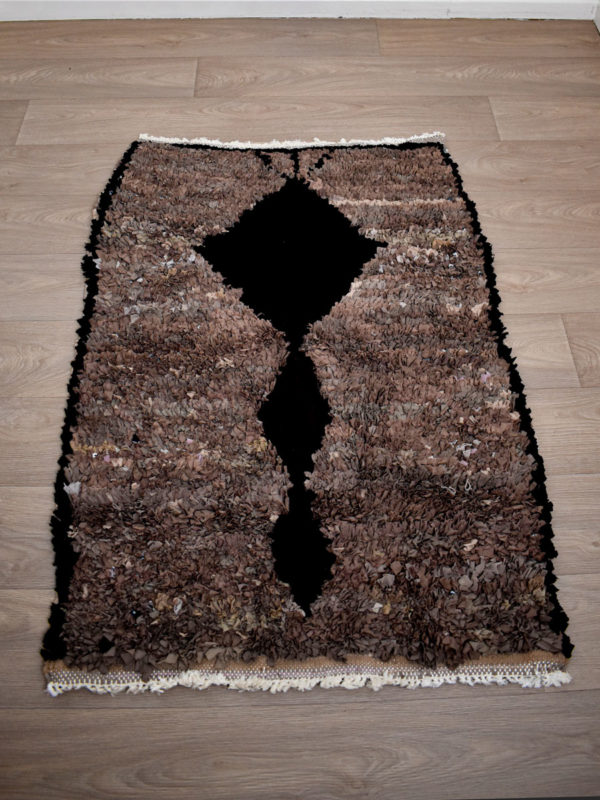 Tapis berbère Boucherouite Marron Noir