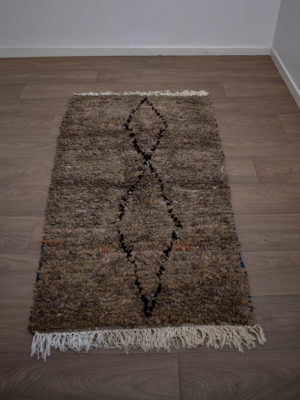 Tapis berbère Boucherouite Marron à motifs en losanges