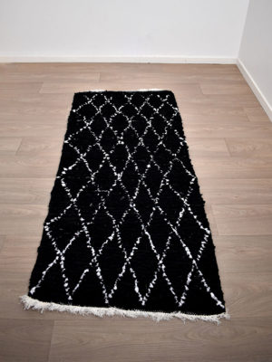 Tapis berbère Boucherouite Noir Blanc