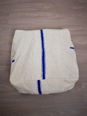 Pouf marocain beni ouarain blanc bleu