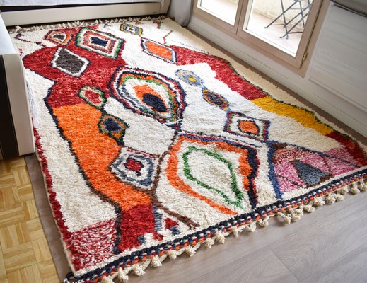 Tapis_Berbere_Beni Ouarain_TBO67_Motif SYMBOLES MULTICOLRS