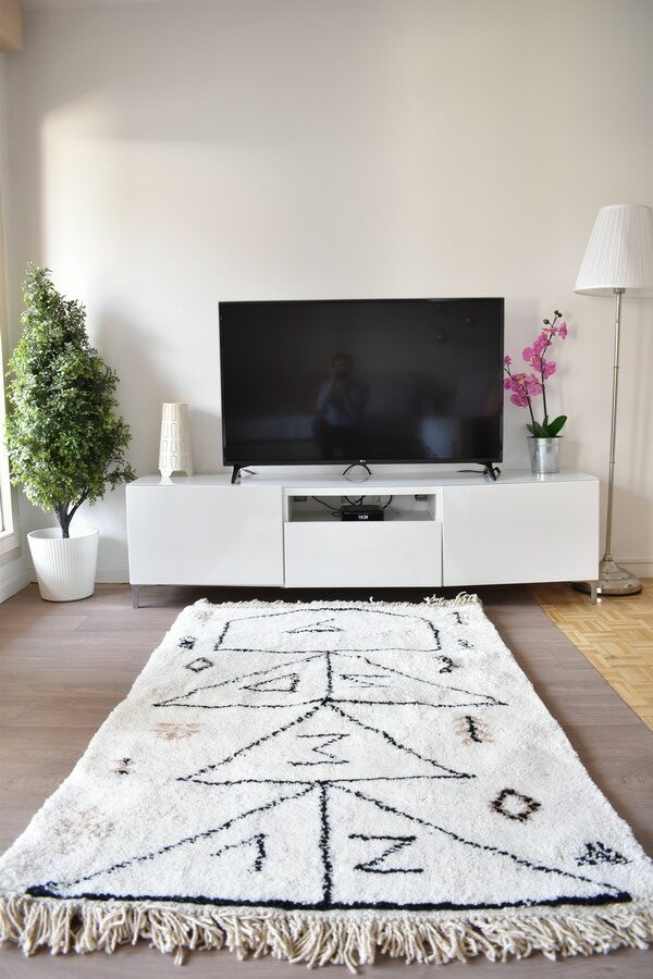 Tapis_Berbere_Beni Ouarain_TBO64_Blanc avec Motif marelle